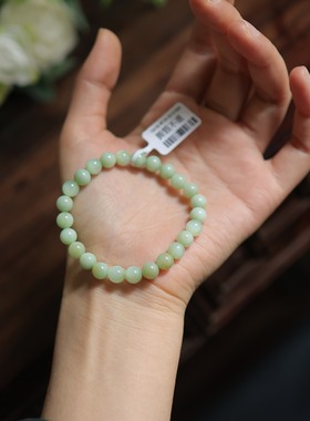 天然和田玉黑羊洞圆珠单圈手串