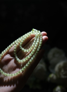 天然和田玉5mm黄口猫眼圆多圈