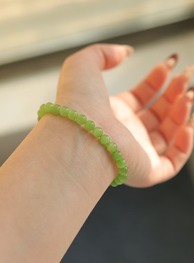 天然和田玉6mm圆珠单圈手串精致百搭   货号16222