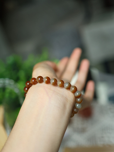 天然和田玉 货号6475 8mm红糖聚宝盆圆珠单圈