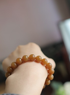 天然和田玉糖玉10mm圆珠单圈