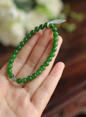 天然和田玉碧玉圆珠单圈手饰