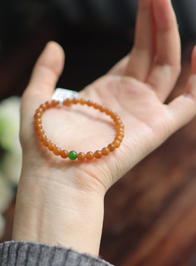 天然5mm和田玉糖玉圆珠单圈 精选棕调冬日暖色显白手串 货号15754