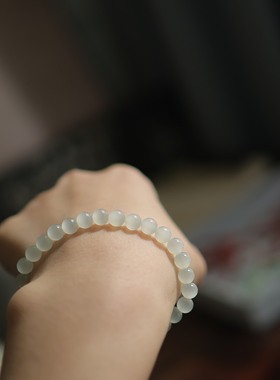 天然和田玉冰白6mm圆珠手串