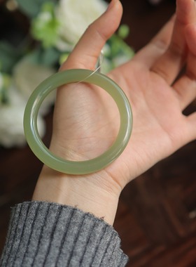 天然和田玉晴水手镯 53.6*8.6*8mm端庄气质显白礼物镯 货号15814