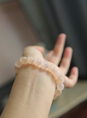 和田玉藕粉圆珠单圈手串