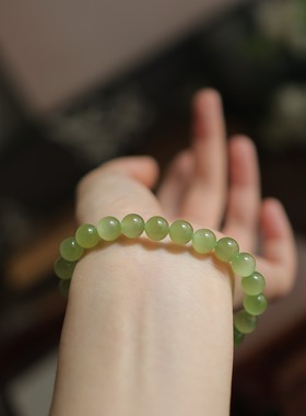 天然和田玉黄口8mm圆珠单圈