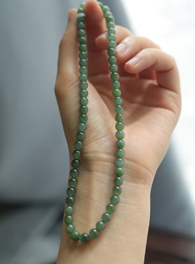 天然和田玉鸭蛋青猫眼双圈手串