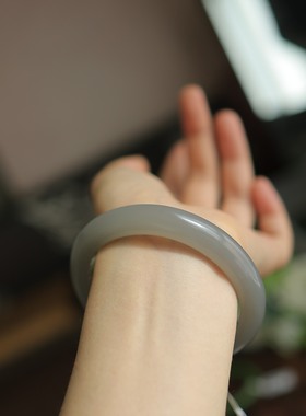 天然和田玉烟紫镯 59.7*11.7*9mm 温婉百搭送女友礼物 货号15512