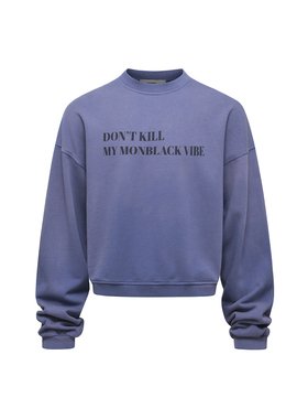 MONBLACK 日晒褪色渐变喷色康丽数码标语印花boxy版型卫衣