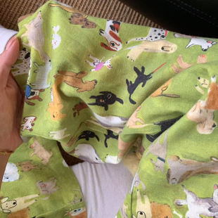 可外穿 可外穿居家有抽绳睡裤 绿色狗狗乐园 全棉磨毛宽松舒适长裤