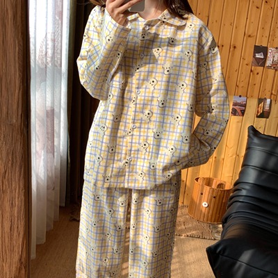 秋冬上新！纯棉磨毛睡衣套装可爱亲肤柔软女家居服可外穿