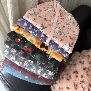 宽松松紧有口袋居家裤 全棉磨毛可爱印花卡通少女睡裤 秋冬新品