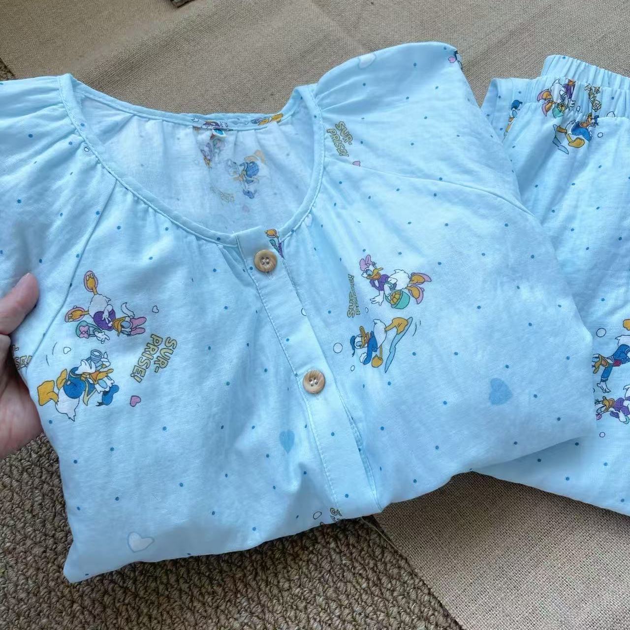 上新~可爱卡通全棉双层纱宽松舒适长袖长裤可外穿居家睡衣有口袋