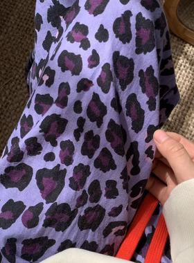 紫色豹纹~卡通全棉磨毛睡裤可爱宽松舒适家居裤遛弯裤女春秋外穿