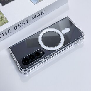 跨境三星Magsafe磁吸适用fold4透明左右折叠ZFOLD4手机壳四角防摔保护套FD5透明软壳ins带包装Zfold3