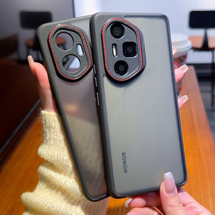 适用荣耀300Pro手机壳徕卡红圈镜头honor300磨砂防摔全包半透明时尚 简约创意新款