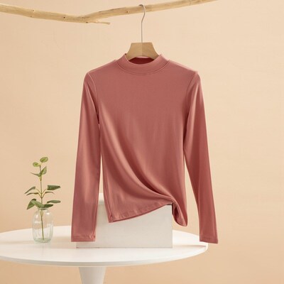 速发抓毛半高5打底色202领新款内搭纯衫长袖t恤服