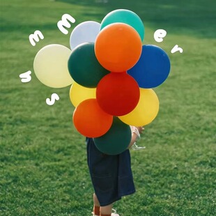 速发照色加厚哑光气球儿童生日装饰布置道品户外露营草地拍彩用具