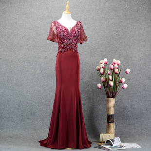速发晚礼服裙会年会主走人长裙包肩宴会晚持秀礼服裙名媛气质