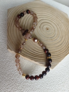 原创设计天然珍珠无优化红虎眼黑金超七手链女小众高级感女