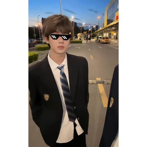 藏蓝色dk情趣制服男全套夏季西装外套高级感日系学院风套装jk西服