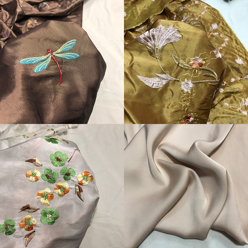 蚕之语仿真丝绣花色丁床品零布料