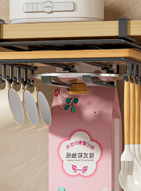 厨房置物架收纳神器橱柜分层悬挂挂篮筐多功能吊柜下纸巾挂架挂钩