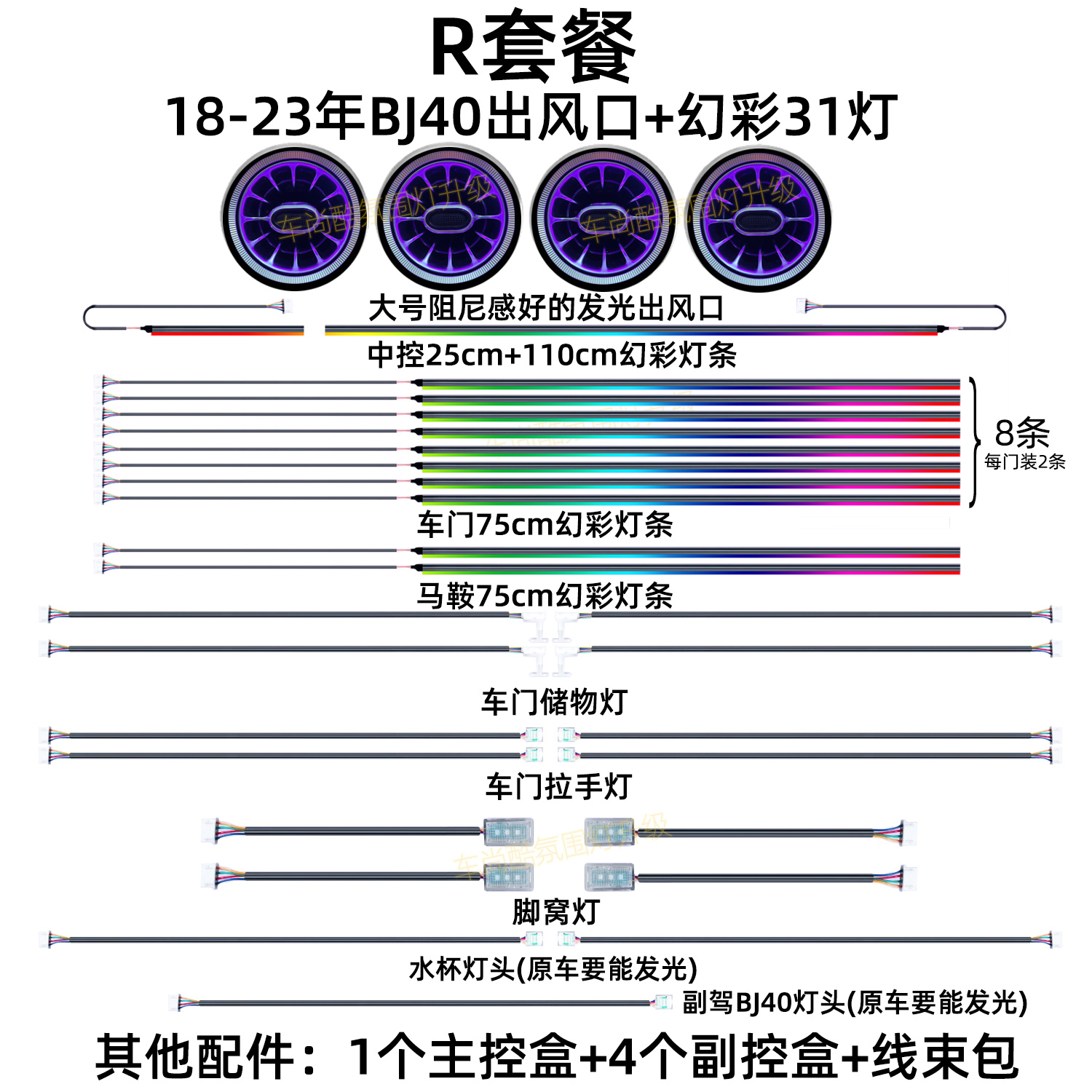 北京bj40专用全车幻彩流水氛围灯