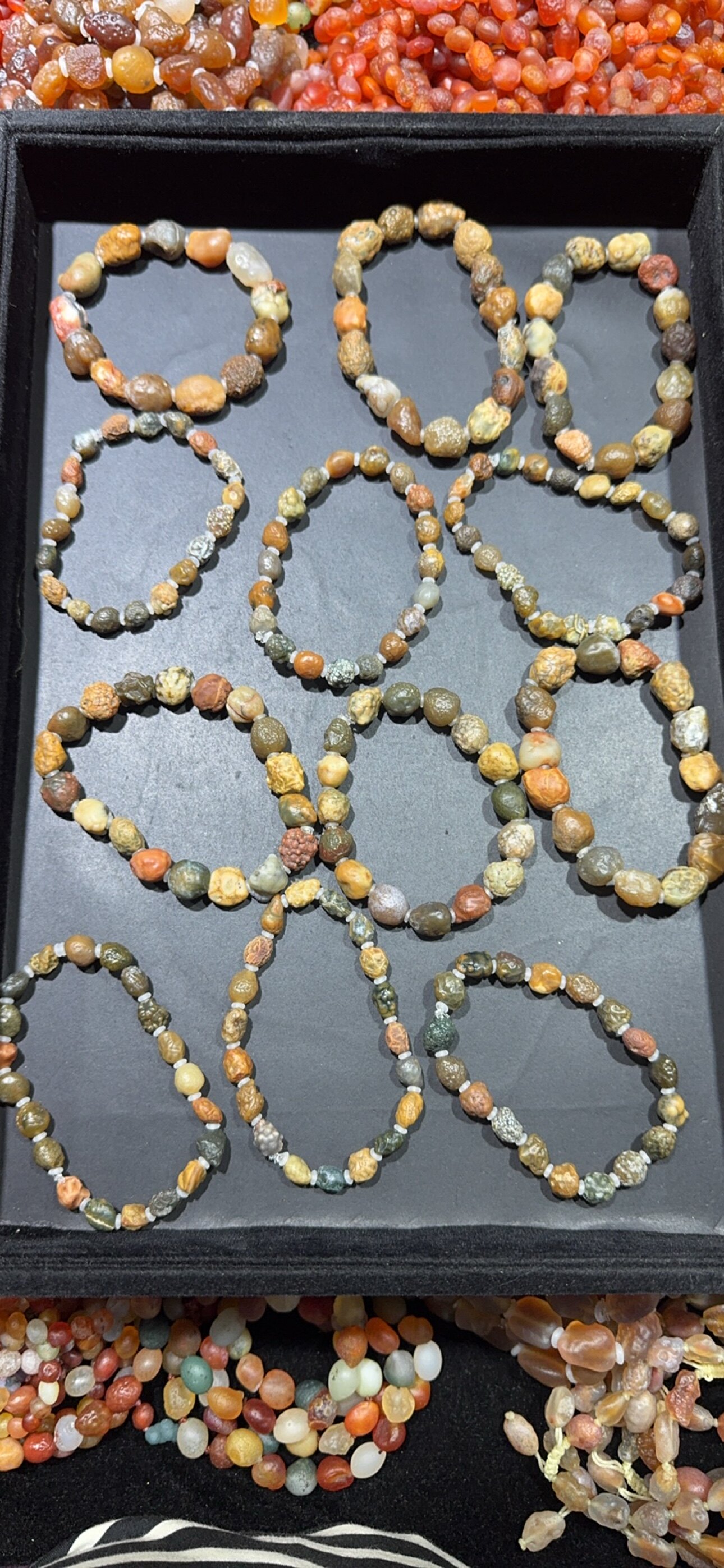 阿拉善筋脉玛瑙手串 筋脉鱼籽玛瑙手串 天然玛瑙原石手串