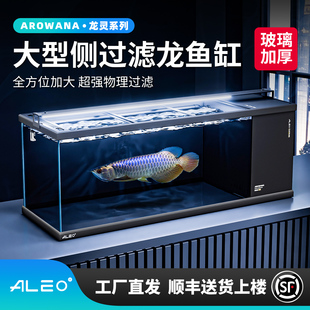 莱易欧4代龙灵大型侧滤桌面鱼缸客厅2025新款 金晶超白玻璃龙鱼缸