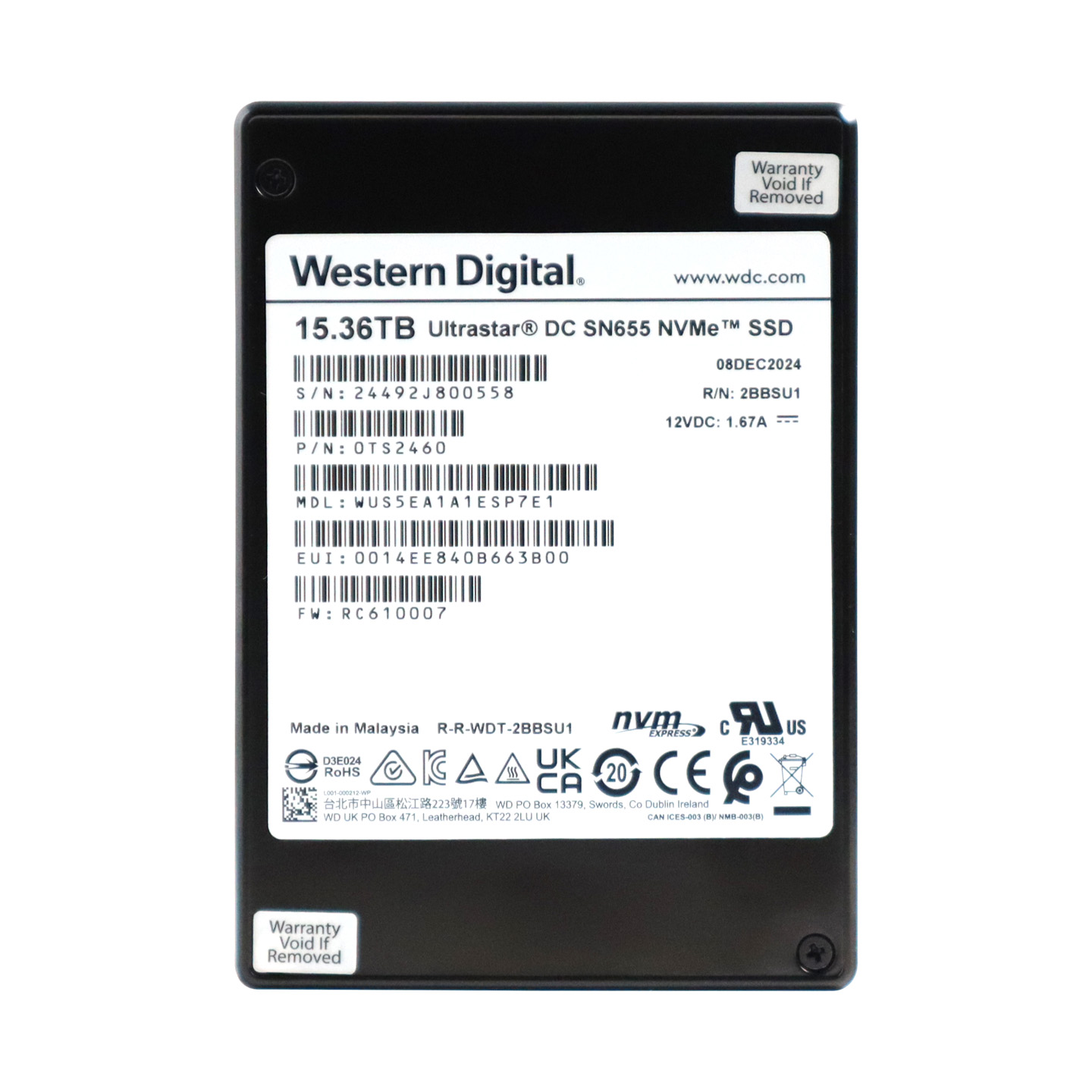 西数15.36TU.2nvme2.5寸固态