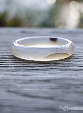 『青禾淑坊』天然玛瑙手镯 {金井梧桐秋叶黄} 国风古典镯 58.5MM