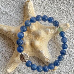 喜乐 自我认同 手作足银天然蓝晶石情侣手串 鱼跃龙门 三坛星石