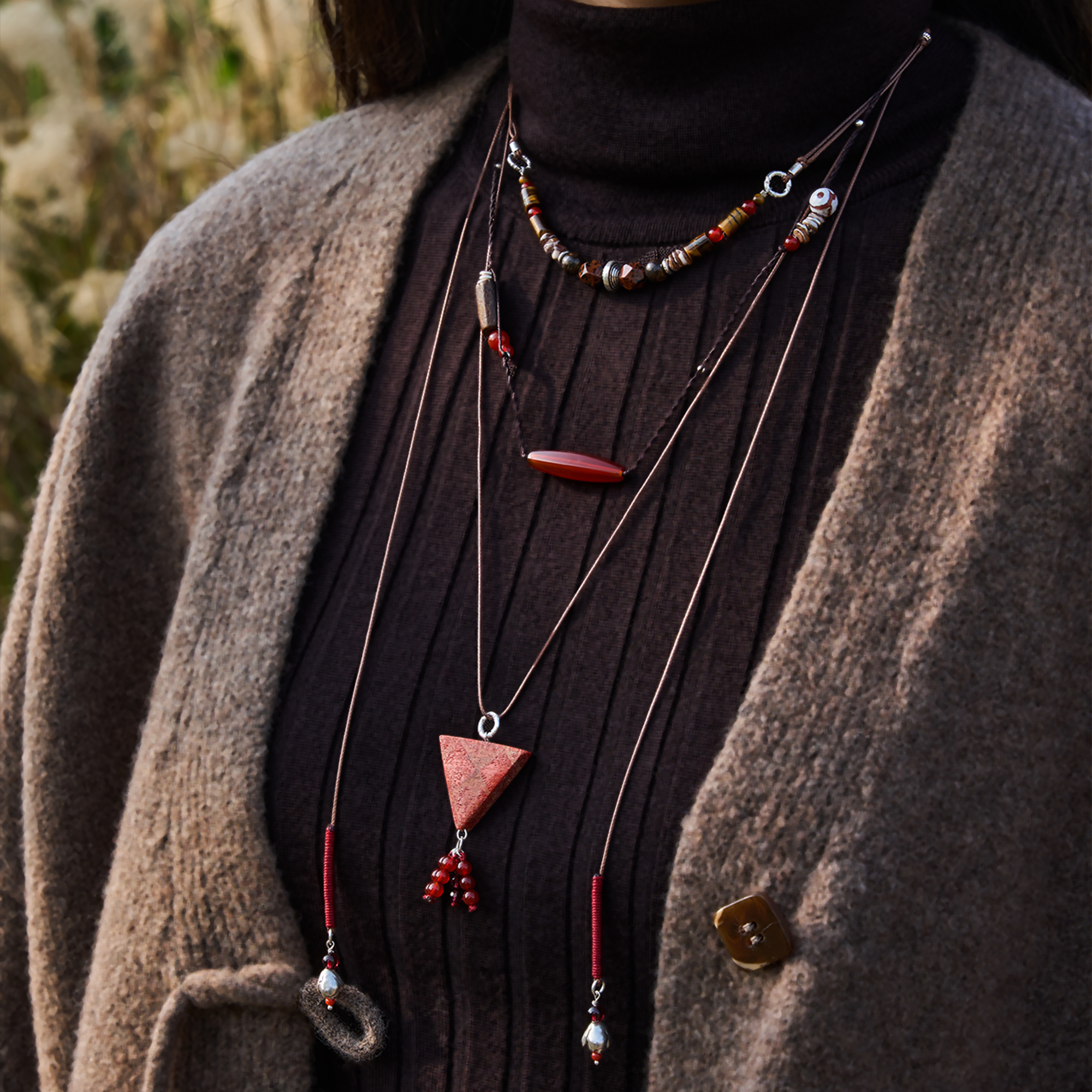 珊瑚石榴石红玛瑙南红原创项链