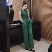 清凉薄连体裤 女高腰垂感 直筒雪纺阔腿裤 女2025年夏季 无袖