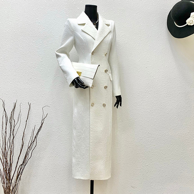 2026洋气简约白色蕾丝复合碎花风衣春秋新品高腰显瘦双排扣外套女