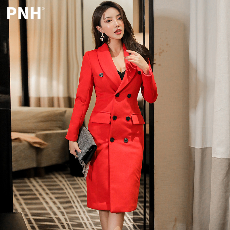 红色毛呢大衣专柜精品女装2025冬季新款小个子中长款修身结婚外套