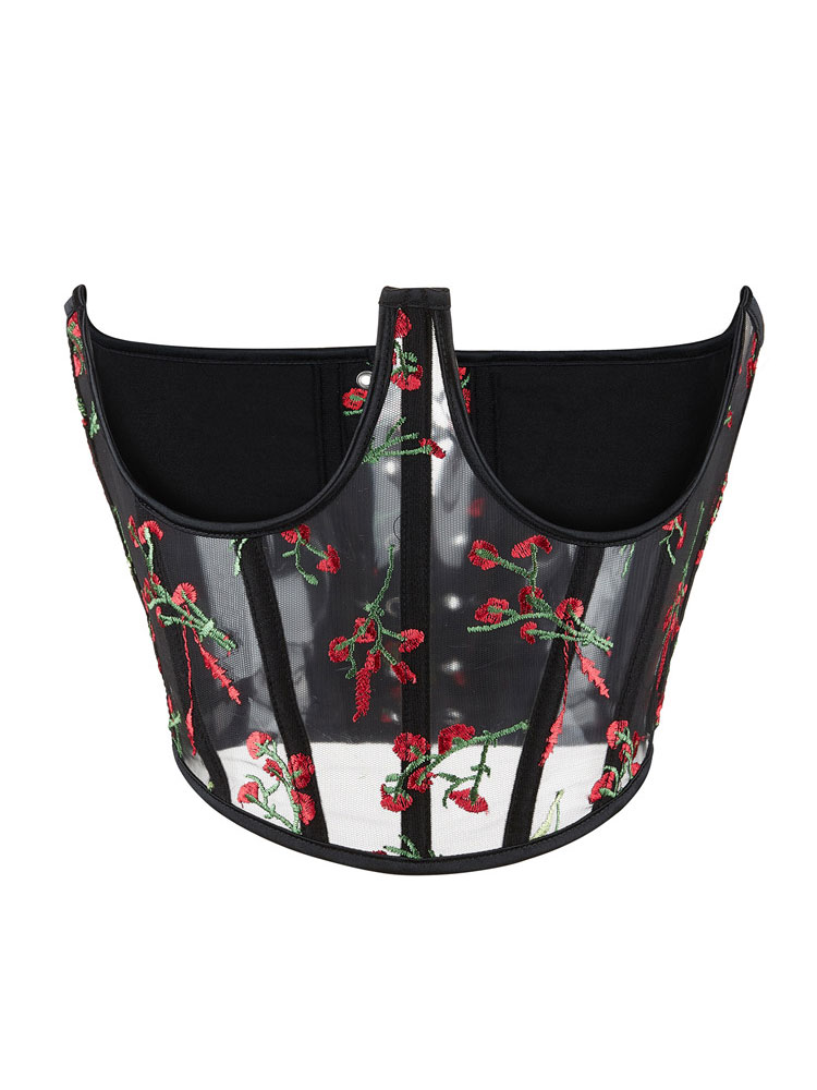 欧式网纱刺绣鱼骨胸衣宫廷束腰马甲外穿塑身上衣性感透视腰封内衣