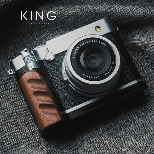 【全绒布底面】富士GFX100RF相机原木手柄铝合金底座阿卡快装手感