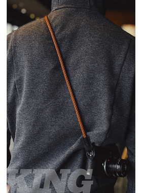 【King原创】相机背带复古编织皮绳款 手工富士索尼徕卡通用