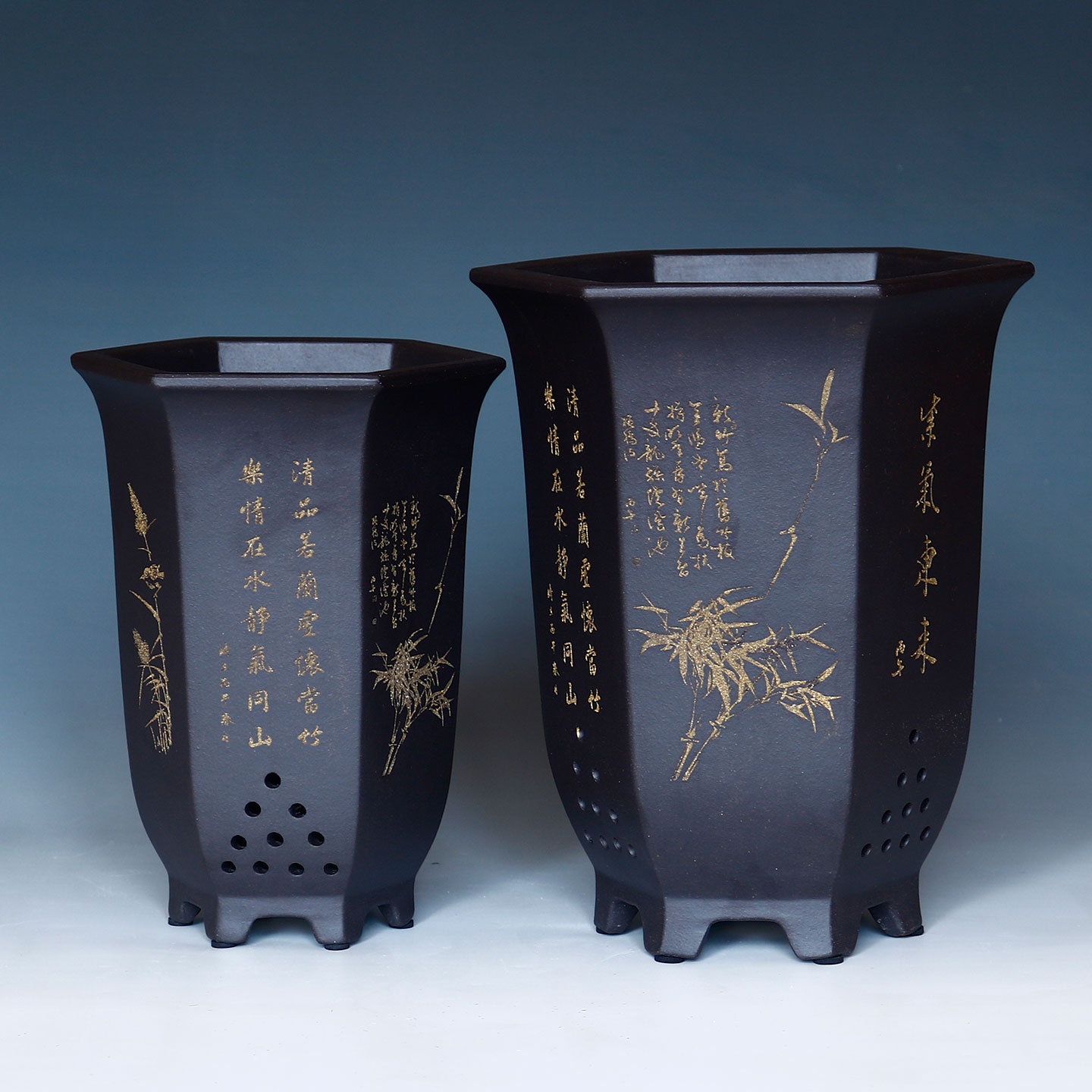 2026趋势新款精品黑色紫砂六方蝴蝶兰君子兰兰花专用家用花盆