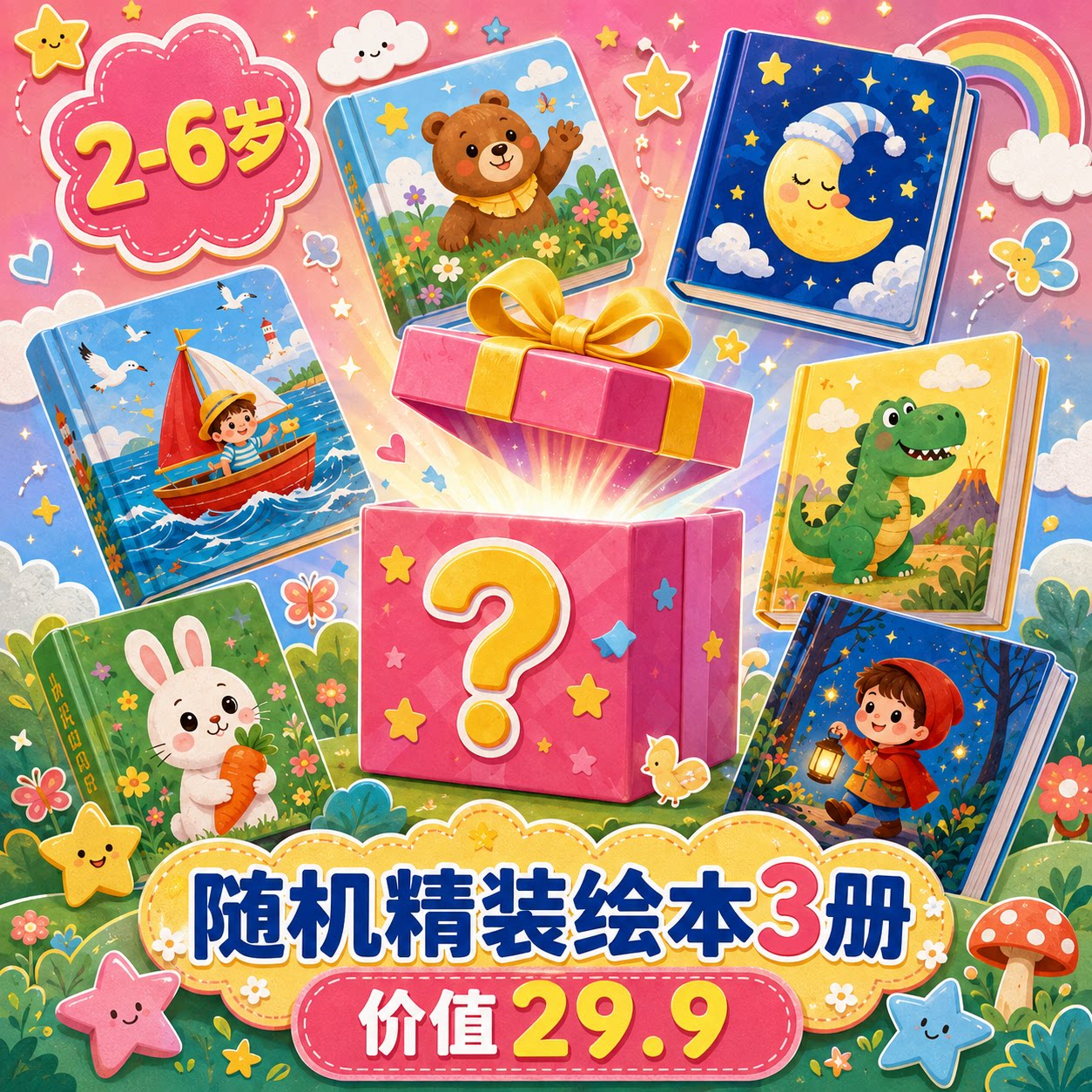 启蒙首选！3本精装硬壳绘本盲盒