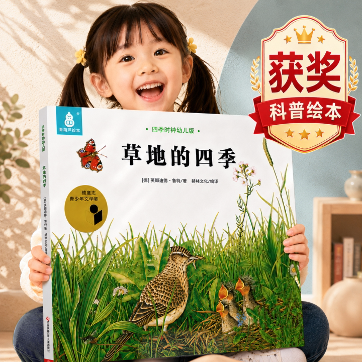 共12册草地的四季全套科普绘本四季时钟系列儿童文学太阳乌纳雅各布蝴蝶大地花的时钟草地树木3-6岁幼儿大自然早教认知启蒙读物