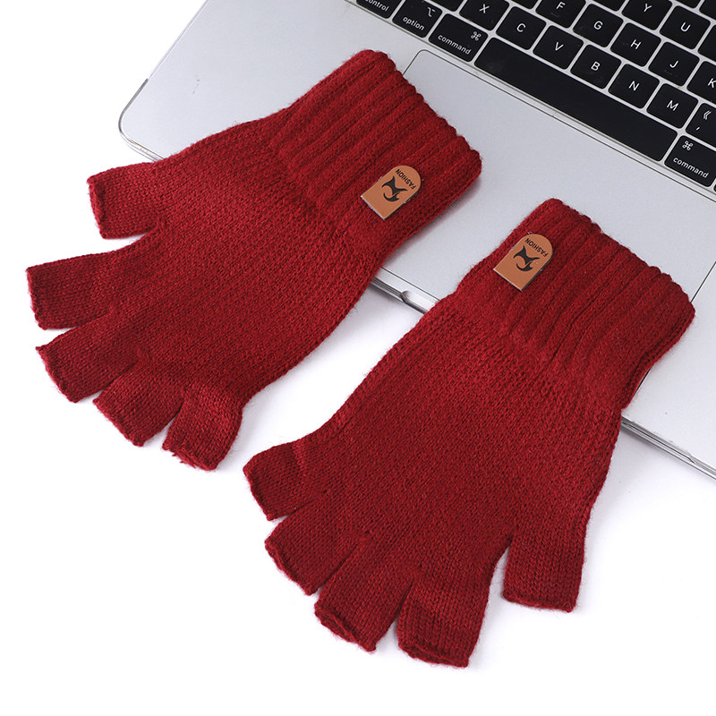 半指漏指手套秋冬男女羊毛针织骑行开车保暖学生写字吃鸡五指手套,服饰配件/皮带/帽子/围巾,手套,淘宝优惠券,粉丝福利购,淘宝优惠卷