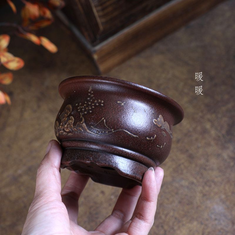 『花脚小金钟』暖暖精选紫砂微型花盆多肉绿植盆景铁画轩复古中式