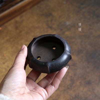 『仿古小竹节』暖暖精选紫砂小花盆多肉绿植盆景室内桌面微盆景盆