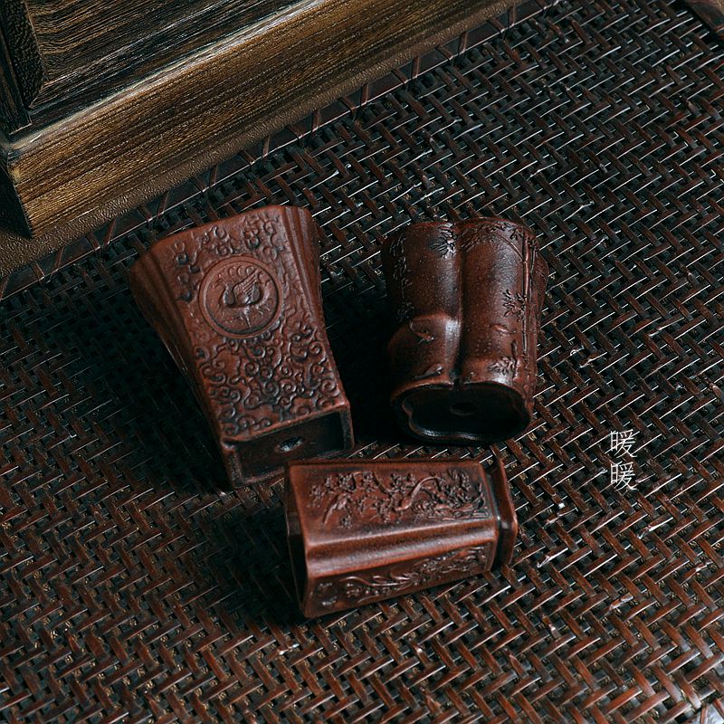 『浮雕微盆3款』紫砂小花盆绿植盆景铁画轩复古中国风桌面