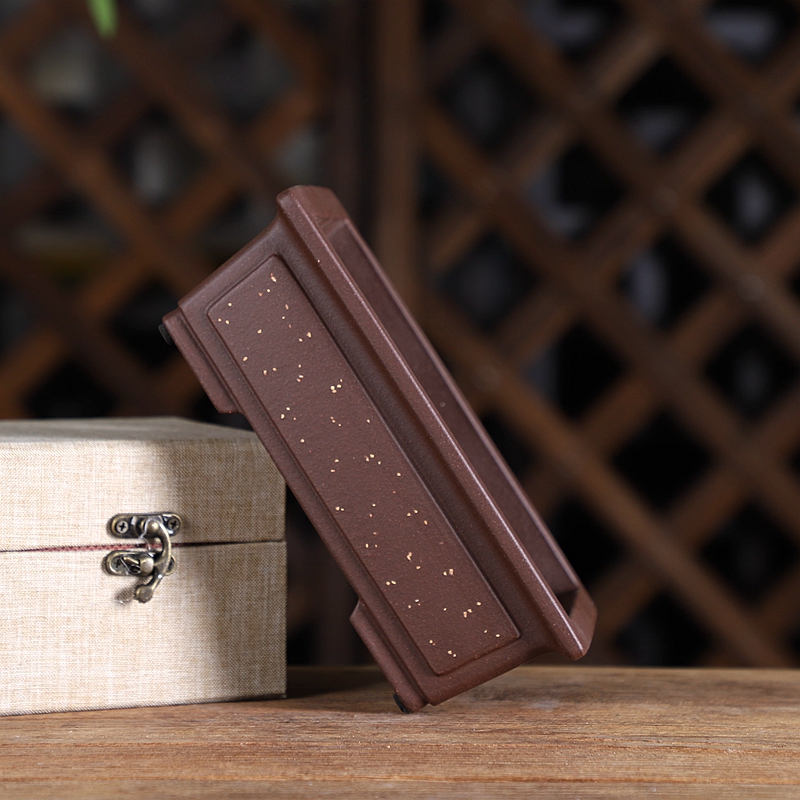 『铺砂平口奎面小长方』暖暖精选 尹恒兵款精品紫砂盆景盆 竹绿i.