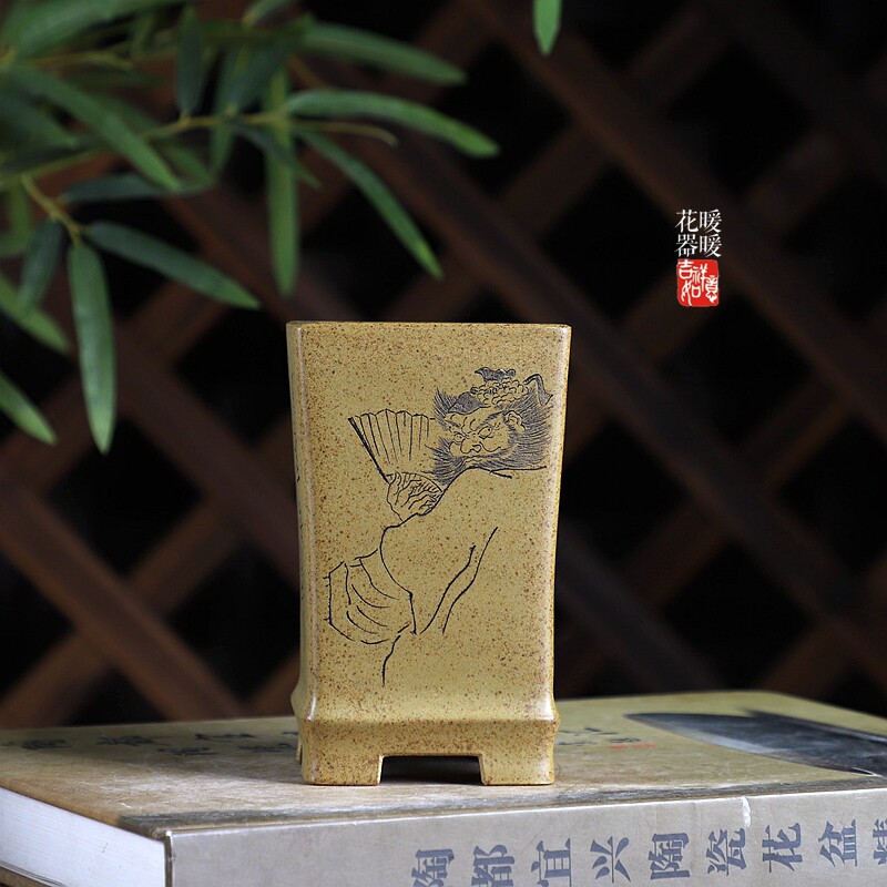 暖暖精选唯珍孙福林全手工柴烧四方竹节盆原矿段泥不负韶华